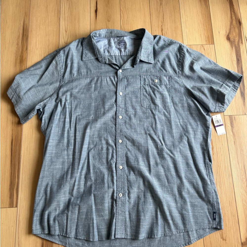 NWT IZOD  Relaxed Classic Collared Blue Short Sleeve Shirt XXL